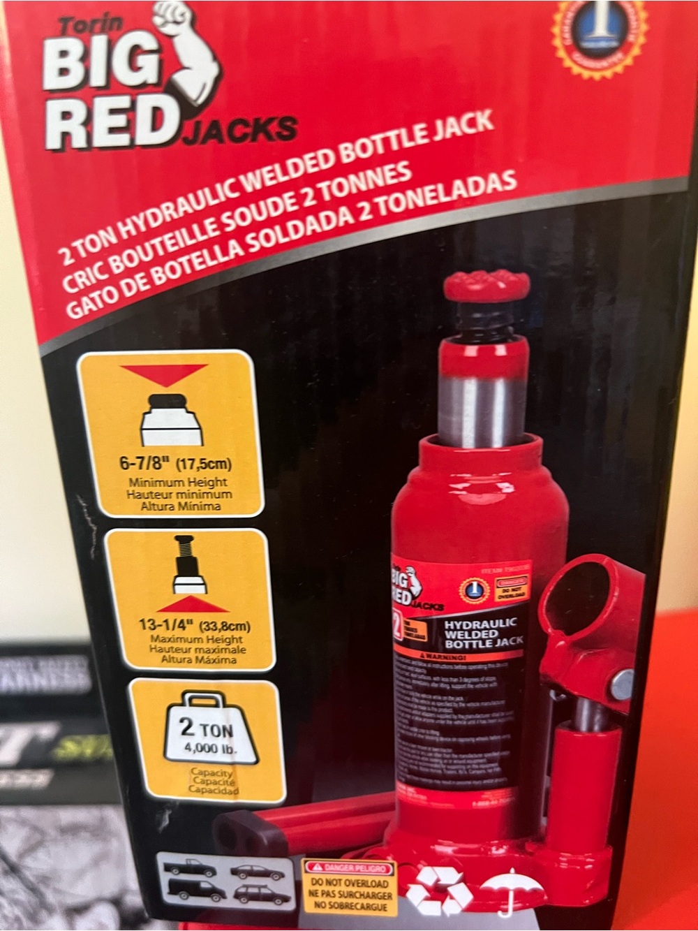 Torin Big Red 2 Ton Welded Bottle Jack - Red